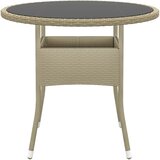  Vrtni stol Ø 80 x 75 cm od kaljenog stakla i poliratana bež | shoptok.hr