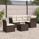  6-dijelni set vrtnih sofa od poliratana s jastucima smeđi | shoptok.hr