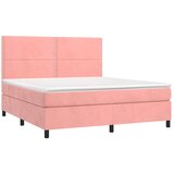 Box spring postelja z vzmetnico roza 160x200 cm žamet, (20897498) | Shoptok.si