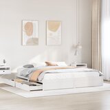 vidaXL Posteljni okvir brez vzmetnice bel 200x200 cm trdna borovina Cene