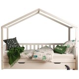 Vipack Bijeli dječji krevet od masivnog bora u obliku kućice/s dodatnim ležajem s prostorom za odlaganje 90x200 cm DALLAS – | shoptok.hr