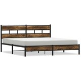vidaXL Kovinski posteljni okvir brez vzmetnice dimljen hrast 180x200cm | Shoptok.si
