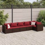 Maison Chic Seti vrtnega pohištva - Vrtna garnitura - Vrtni pohištvo set 6-delna z blazinami rjav poli ratan, (21807404) | Shoptok.si