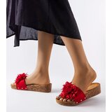D/CEO Gemre Red flip-flops with a flower on a cork sole Anjali Cene