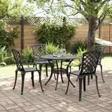  5-dijelni vrtni blagovaonski set crni od lijevanog aluminija | Eponuda.com