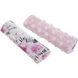 Medi Partners Stroller belt protectors (2 pcs.) cotton + minky – Flowers + pink minky | shoptok.hr