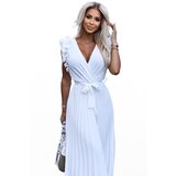 numoco basic Women's pleated midi dress with a neckline and delicate ruffles Numoco | Shoptok.si