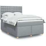 vidaXL Box spring posteljni z vzmetnico svetlo siv 140x190 cm blago | Shoptok.si
