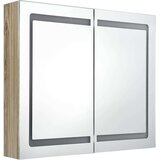 vidaXL LED kopalniška omarica z ogledalom hrast 80x12x68 cm | Shoptok.si