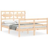 The Living Store Posteljni okvir z vzglavjem 120x200 cm trden les - Posteljni Okvir, (21523248) | Shoptok.si