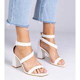 Gemre White block heel sandals with buckle Runaz | ePonuda.com