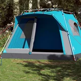 vidaXL Družinski šotor za 7 oseb moder za hitro postavitev