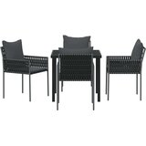 vidaXL Set 3 Črna, Temno siva PE ratan Standard Trden Zunanji stol | Shoptok.si