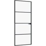 vidaXL Notranja vrata črna 83x201,5 cm kaljeno steklo & aluminij tanka | Shoptok.si