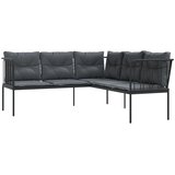  Vrtna sofa s jastucima L-oblika crna od čelika i tekstilena | shoptok.hr