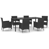 The Living Store Vrtna jedilna garnitura 7-delna z blazinami črna poli ratan - Vrtna Jedilna Garnitura, (21421645) | Shoptok.si
