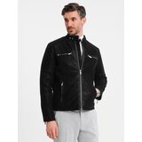 Ombre Men's retro-style biker jacket with stand-up collar - black | Eponuda.ba