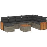  9-dijelni set vrtnih sofa od poliratana s jastucima sivi | shoptok.hr