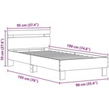  Postelja z LED lučmi Artisan hrast 90x190 cm Izdelano iz lesa, (22008456) | Shoptok.si