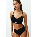 Trendyol Black Seamless/Seamless Label Detailed Covered Knitted Underwear Set