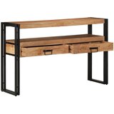 vidaXL Stranske mize Naravni les, črna Trden akacijev les, kovina | Shoptok.si