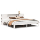  Krevet s regalom z knjige bez madraca bijeli 200x200cm borovina | shoptok.hr