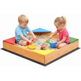  Dječji drveni pješčanik GINGER HOME s 4 sjedala – 90x90 cm, za dvorište i vrt | shoptok.hr