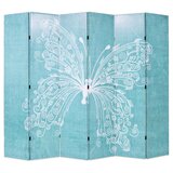  Sklopiva sobna pregrada s uzorkom leptira 228 x 170 cm plava | shoptok.hr
