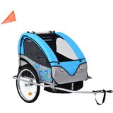 vidaXL 2-v-1 Otroška kolesarska prikolica in voziček moder in siv | Shoptok.si
