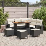 Sjedeća garnitura za vrt 10 kom. 7-Broj sjedala Crna i Krema 219 x 219 x 85 cm | shoptok.hr