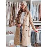DStreet Płaszcz damski długi z paskiem SLIMFOTA kamelowy | shoptok.hr
