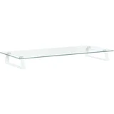 Stalak za monitor bijeli 80x35x8 cm kaljeno staklo i metal