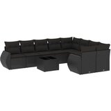 vidaXL 10-dijelni set vrtnih sofa s jastucima crni od poliratana | shoptok.hr