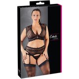 Cottelli Plus Size - Komplet čipkastega spodnjega perila s kristali (črna) - 2XL | Shoptok.si
