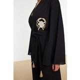 Trendyol Black Belted Midi Woven Embroidered Beach Kimono&Caftan | Eponuda.ba