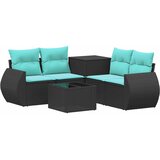 Set sofe 6 kom. Crna i Plava Poli Rattan i čelik | shoptok.hr