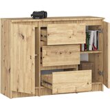 AKORD Komoda, 2 Vrata In 3 Predali, Hrast Artisan, (5000332375) | Shoptok.si