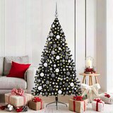 vidaXL Umjetna božićna jelka s lampicama s stalakom Crna 180 cm PVC | shoptok.hr