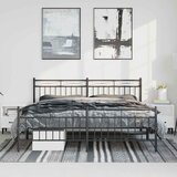  Metalni okvir kreveta uzglavlje i podnožje crni 193x203 cm | shoptok.hr