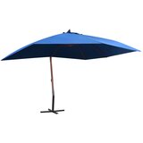Viseći suncobran s drvenim stupom 400 x 300 cm plavi Cijene
