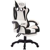 vidaXL Racing stol z RGB LED lučkami črno in belo umetno usnje | Shoptok.si