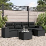 vidaXL 6-dijelni set vrtnih sofa s jastucima crni od poliratana | shoptok.hr
