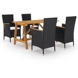  5-dijelni vrtni blagovaonski set crni Cijene