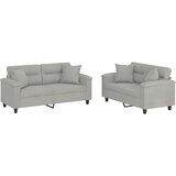  2-dijelni set sofa s jastucima svjetlosivi od mikrovlakana Siva | Shoptok.si