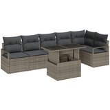 vidaXL 7-delni vrtnica sofa set z blazinami siva poli ratan, 2-sedežna vrtnica sofa s shranjevanjem in blazinami siva poli ratan Cene