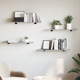 Police za knjige 4 kom siva boja betona 80x20x1,5 cm drvena | shoptok.hr