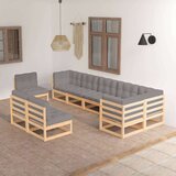  Sedežna garnitura 9-delna z blazinami trdna borovina | Shoptok.si