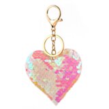 HEART Keychain Sequins Double-Sided White Light Pink | shoptok.hr