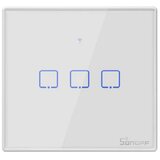 SONOFF T2-TX smart-home trostruki zidni prekidač, belo staklo sa led indikacijom, 86x86mm, rf 433MHz & wifi 2.4GHz kontrola, timer i smart scenarija, besplatna ewelink app, amazon alexa / google assistant & nest / ifttt | ePonuda.com