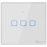 T2-TX smart-home trostruki zidni prekidač, belo staklo sa led indikacijom, 86x86mm, rf 433MHz & wifi 2.4GHz kontrola, timer i smart scenarija, besplatna ewelink app, amazon alexa / google assistant & nest / ifttt